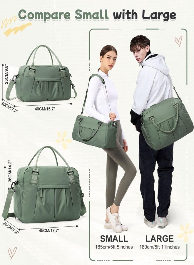 BJLFS Travel Duffel Bag with Shoe Compartment, Large Weekender Bags for Women with Trolley Sleeve for Airplane, Waterproof Carry on Bag Sport Tote Bags Hospital Holdalls, Green - Image 3